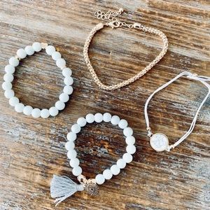 AMELIA RUE || Cora 4-Piece Bracelet Set in Cyan/Gray + Gold ⭐️NEW IN BOX⭐️